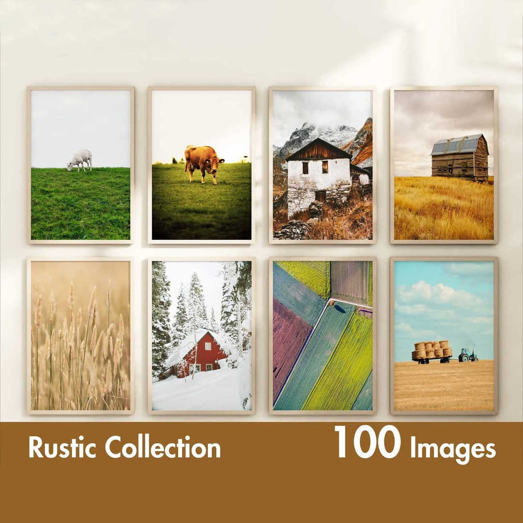 100 Pieces Rustic Wall Art Prints - Rural Gallery Wall Prints - Set of ...