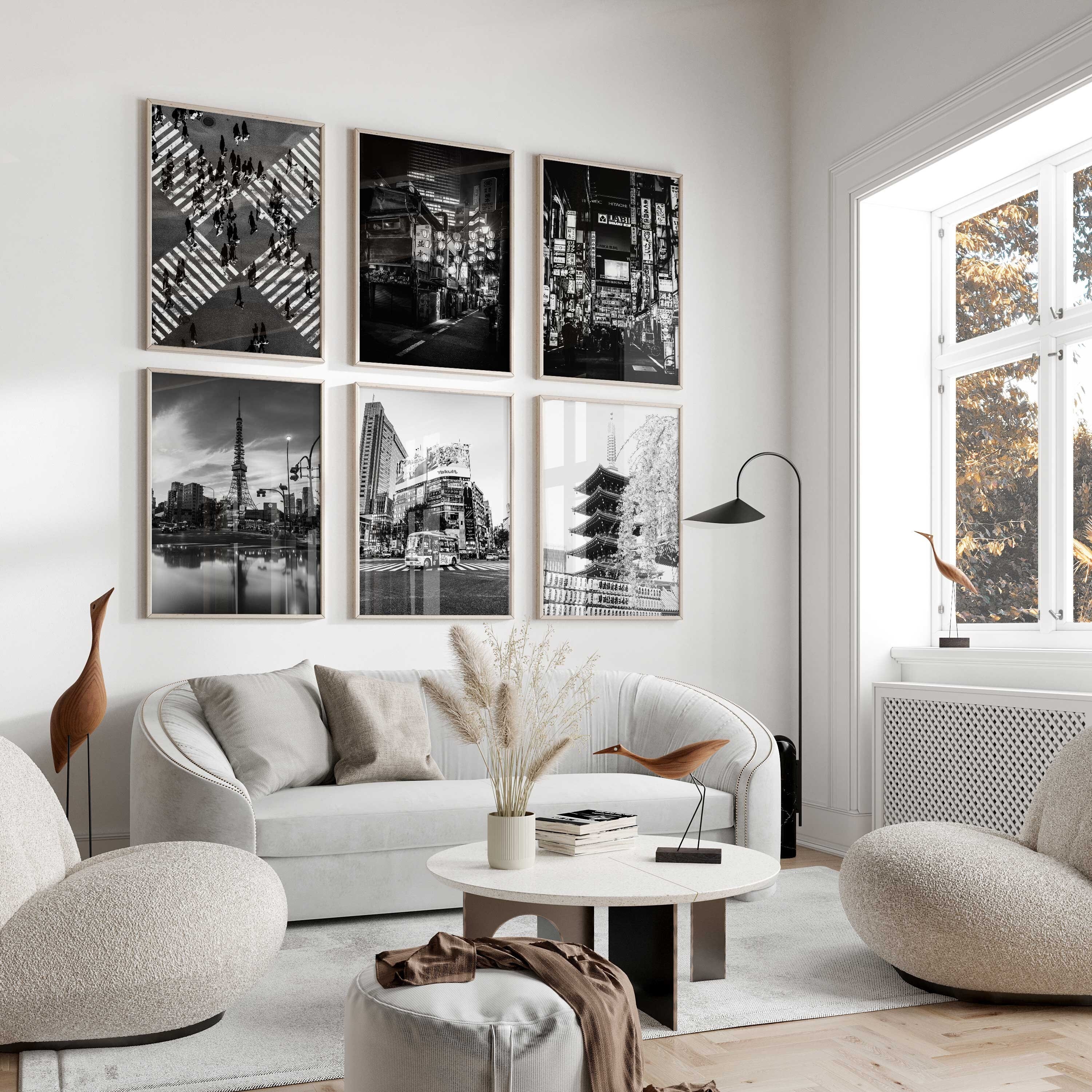 Tokyo Japan Black and White Photo 6 Piece Wall Art – Tokyo Japan