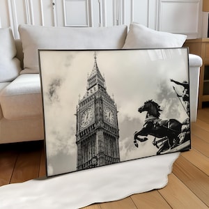 London England Landschaft Stadt Druck - London Vereinigtes Königreich Schwarz-Weiß-Ästhetik Wandkunst Poster - Digital Download Fotogeschenk