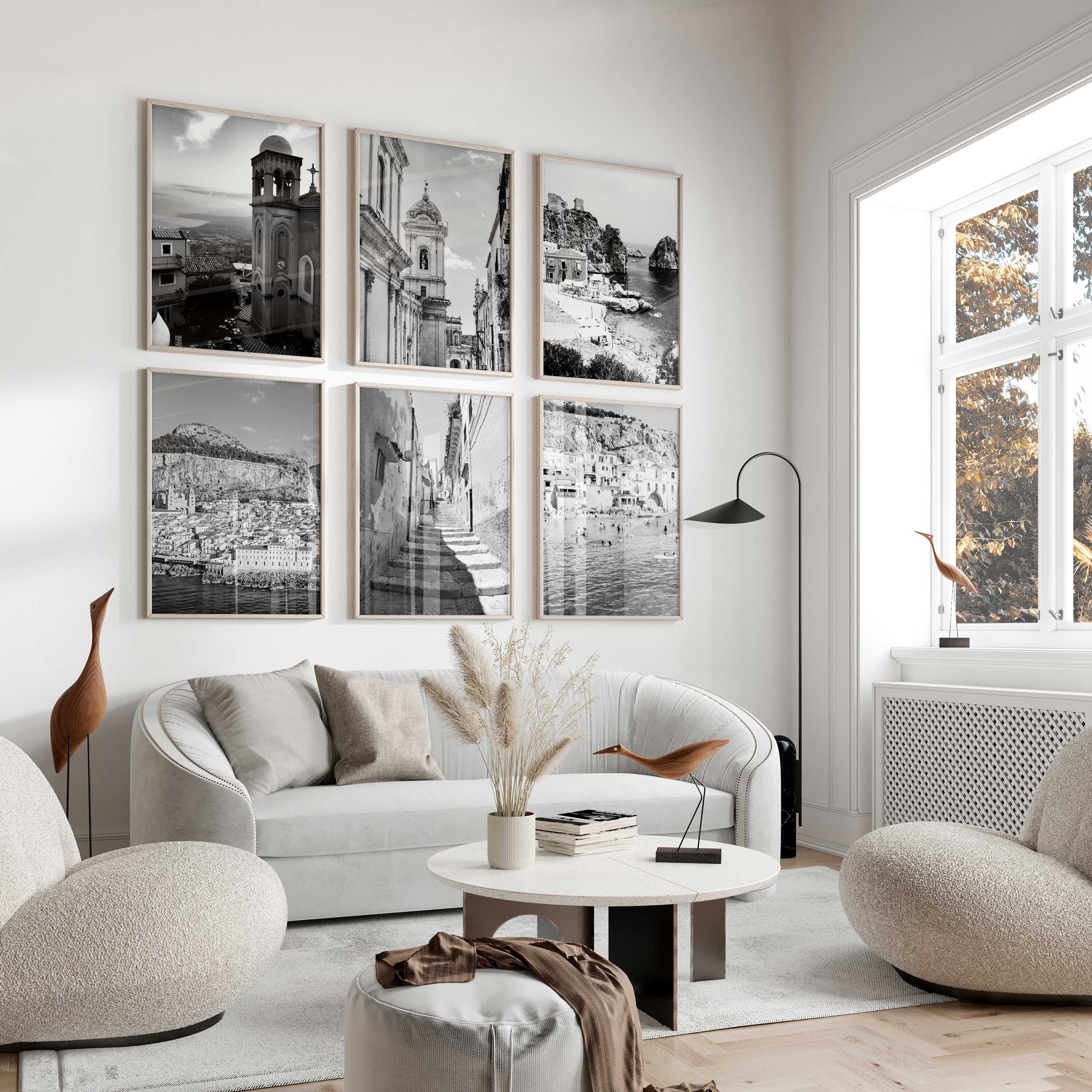 Sicily Italy Black and White Photo 6 Piece Wall Art – Sicily Italy