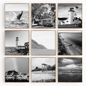 Cape Cod Massachusetts Quadrat Schwarz Weiß Foto 9 Stück druckbare Wandkunst - USA Set von 9 Fotos Trendy Digital Download Galerie Geschenk