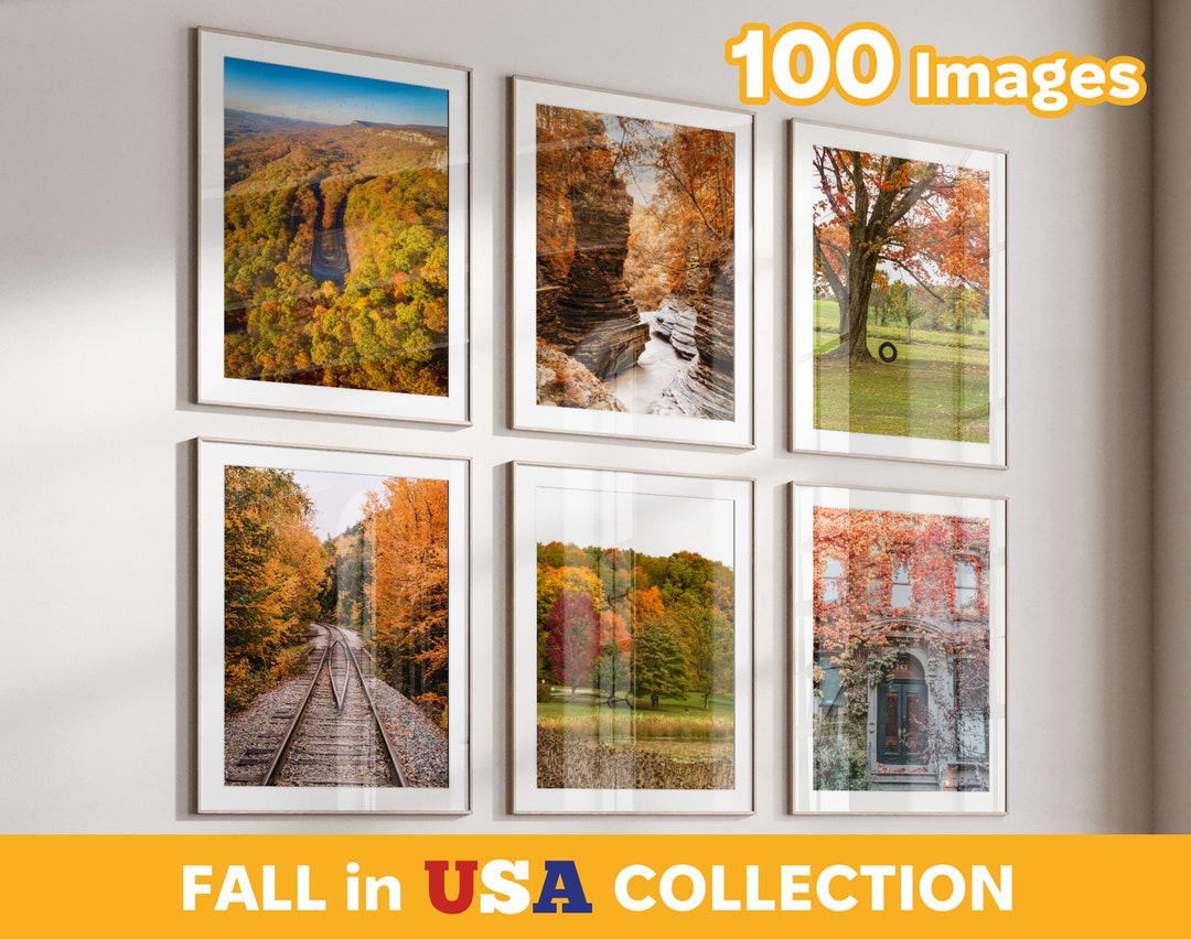 Fall in USA Set of 100 Prints - USA Fall Wall Art - Autumn Gallery Wall ...
