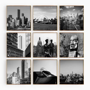 Edmonton, Canadá - Fotografía en blanco y negro de 9 piezas - Alberta - Conjunto de 9 impresiones - Descarga digital de viajes - Pósters de galería - Regalo