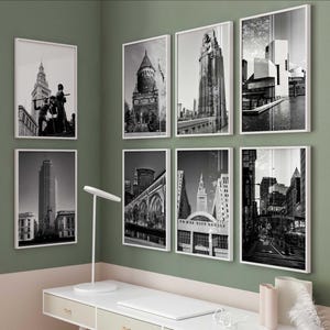 Conjunto minimalista de 8 impressões de Cleveland, Ohio – Cleveland, EUA, foto em preto e branco, 8 peças de arte de parede – Viagem, download instantâneo, galeria de pôsteres