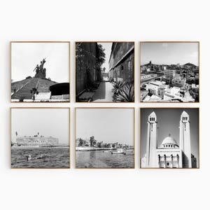 Conjunto minimalista de 6 impresiones cuadradas de Dakar, Senegal. Foto en blanco y negro de Dakar. Arte mural de 6 piezas. Pósters de galería de viaje con descarga instantánea. Regalo.