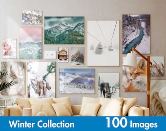Set of 100 Winter Prints - Winter Wall Art Set -  Christmas Gallery Printable Photography Poster - Snowy Landscape Photo - Winter Home Decor