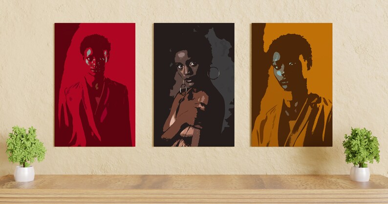 Black Woman Art Set of 3 Prints Printable Wall Art Black Woman Print African Woman Wall Art African Fashion Print Female Print