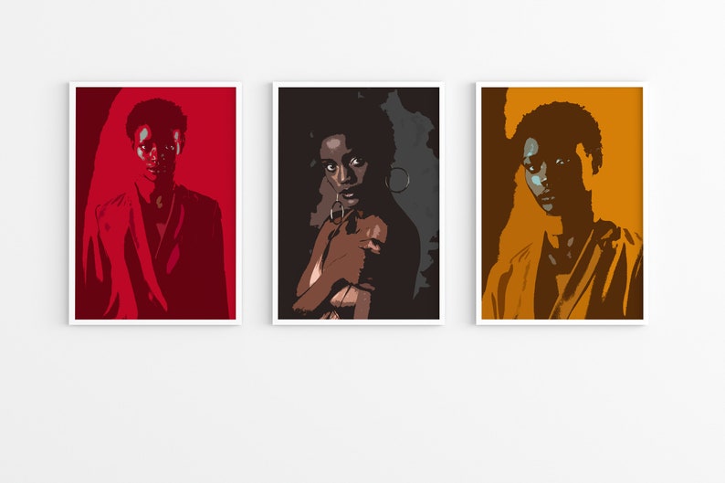 Black Woman Art Set of 3 Prints Printable Wall Art Black Woman Print African Woman Wall Art African Fashion Print Female Print