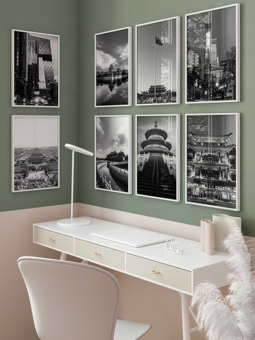 Beijing China Black and White Photo 8 Piece Wall Art – Beijing China ...