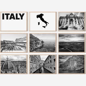 Italy Landscape Black and White Set of 9 Photo – Map Print Italy 9 Piece Wall Art – Digital Download Gallery Italy Apartment Home Decor Gift