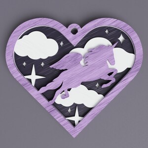 Unicorn Christmas Ornament laser cut file, Christmas Ornament SVG, pdf, ai, dwg, dxf, eps, layered ornament