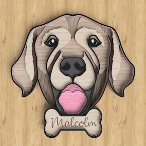 Archivo de corte láser de Labrador: Retrato de perro en capas SVG (archivo digital)