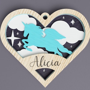 Unicorn Christmas Ornament laser cut file, Christmas Ornament SVG, pdf, ai, dwg, dxf, eps, layered ornament