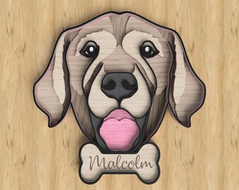 Archivo de corte láser de Labrador: Retrato de perro en capas SVG (archivo digital)