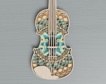 Violin Mandala Laser Cut File: Layered SVG Vector Art (Digital Download)