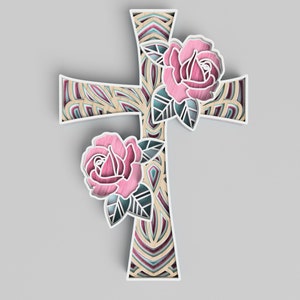 Kreuz Mandala Laser Cut Datei: Layered SVG, Religiöse Wandkunst