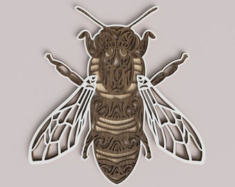 Layered Honeybee Laser Cut File: Vector Art, Wall Decor (Digital Download)