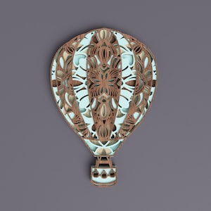 Hot Air Balloon laser cut file, layered svg, vector design, dxf file for laser, layered art, balloon laser cut, Svg template