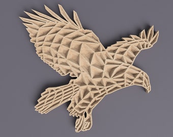 File di taglio laser a strati dell'aquila: modello vettoriale SVG DXF (download digitale)