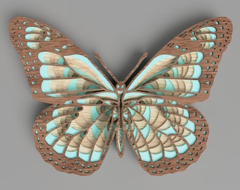 Warstwowy motyl SVG: plik wycinany laserowo, dekoracja ścienna (pobranie cyfrowe)