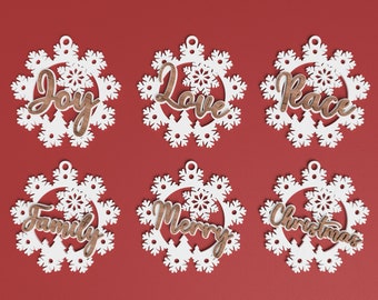 Christmas Snowflake Ornament Laser Cut File: Layered SVG, PDF, AI (Digital Download)