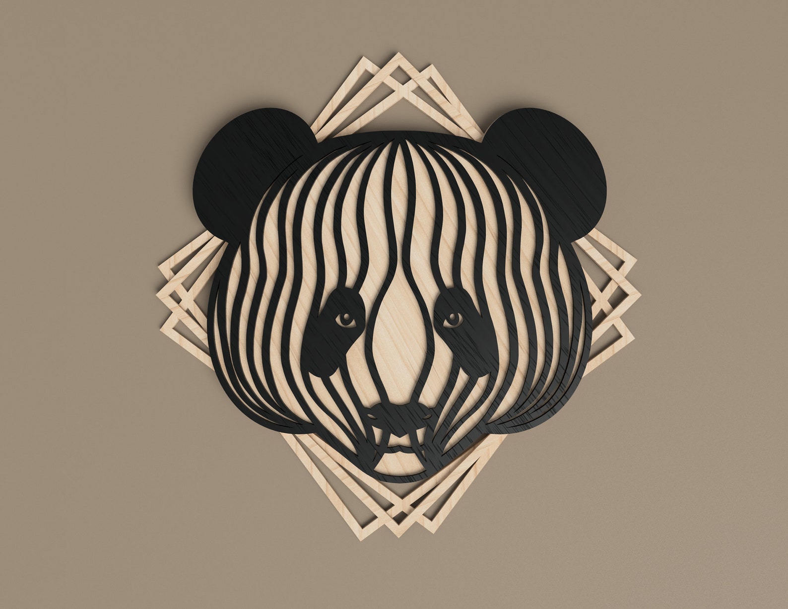 Panda laser cut file layered svg vector design dxf file for | Etsy