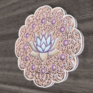 Lotus mandala laser cut file layered svg vector design dxf | Etsy