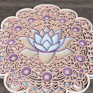 Lotus mandala laser cut file layered svg vector design dxf | Etsy