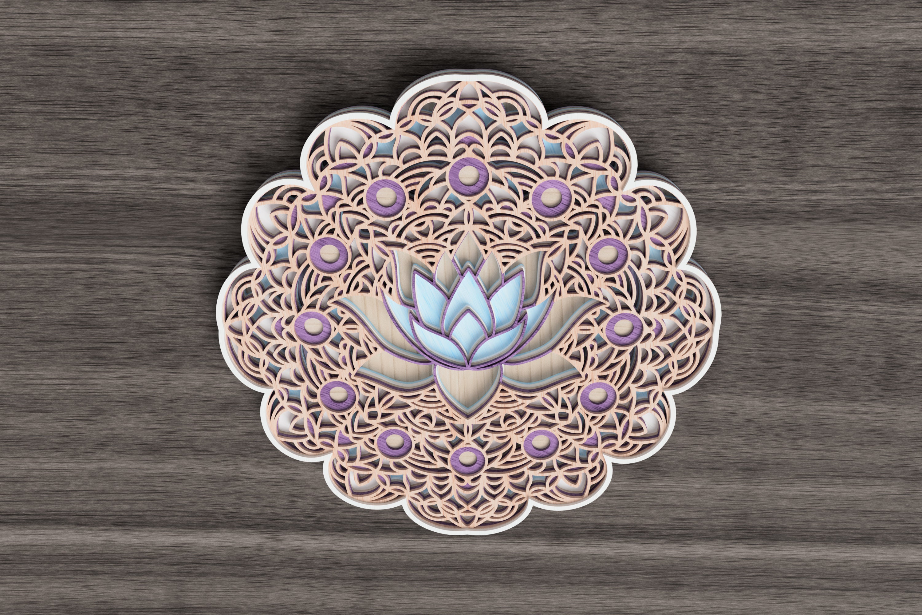 Lotus mandala laser cut file layered svg vector design dxf | Etsy