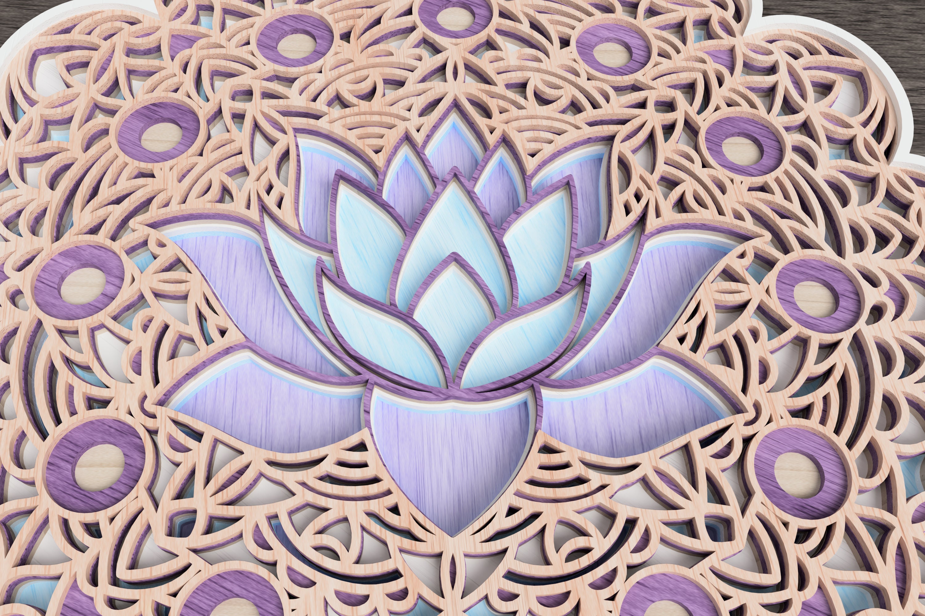 Lotus mandala laser cut file layered svg vector design dxf | Etsy