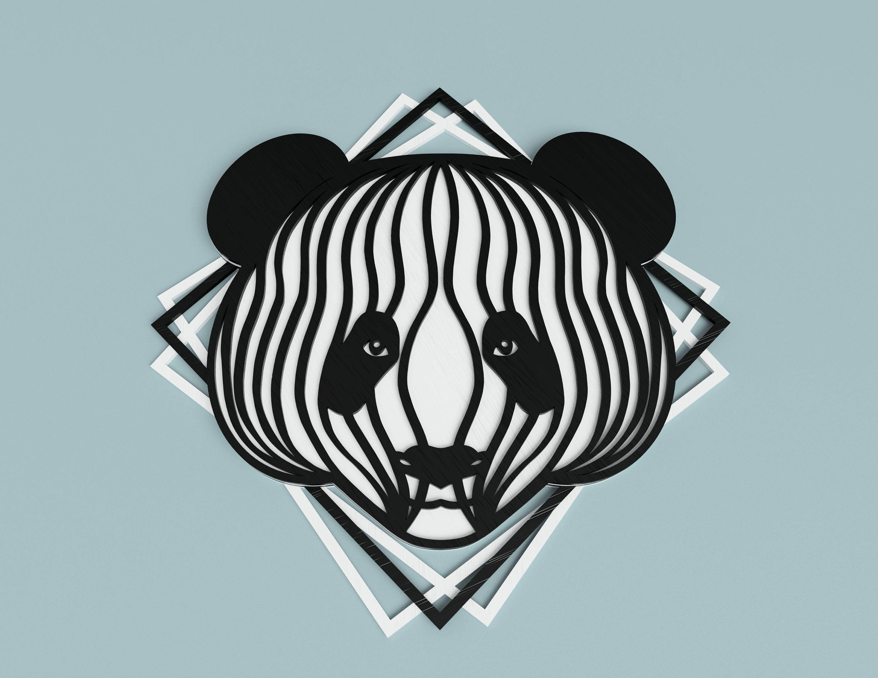 Panda laser cut file layered svg vector design dxf file for | Etsy