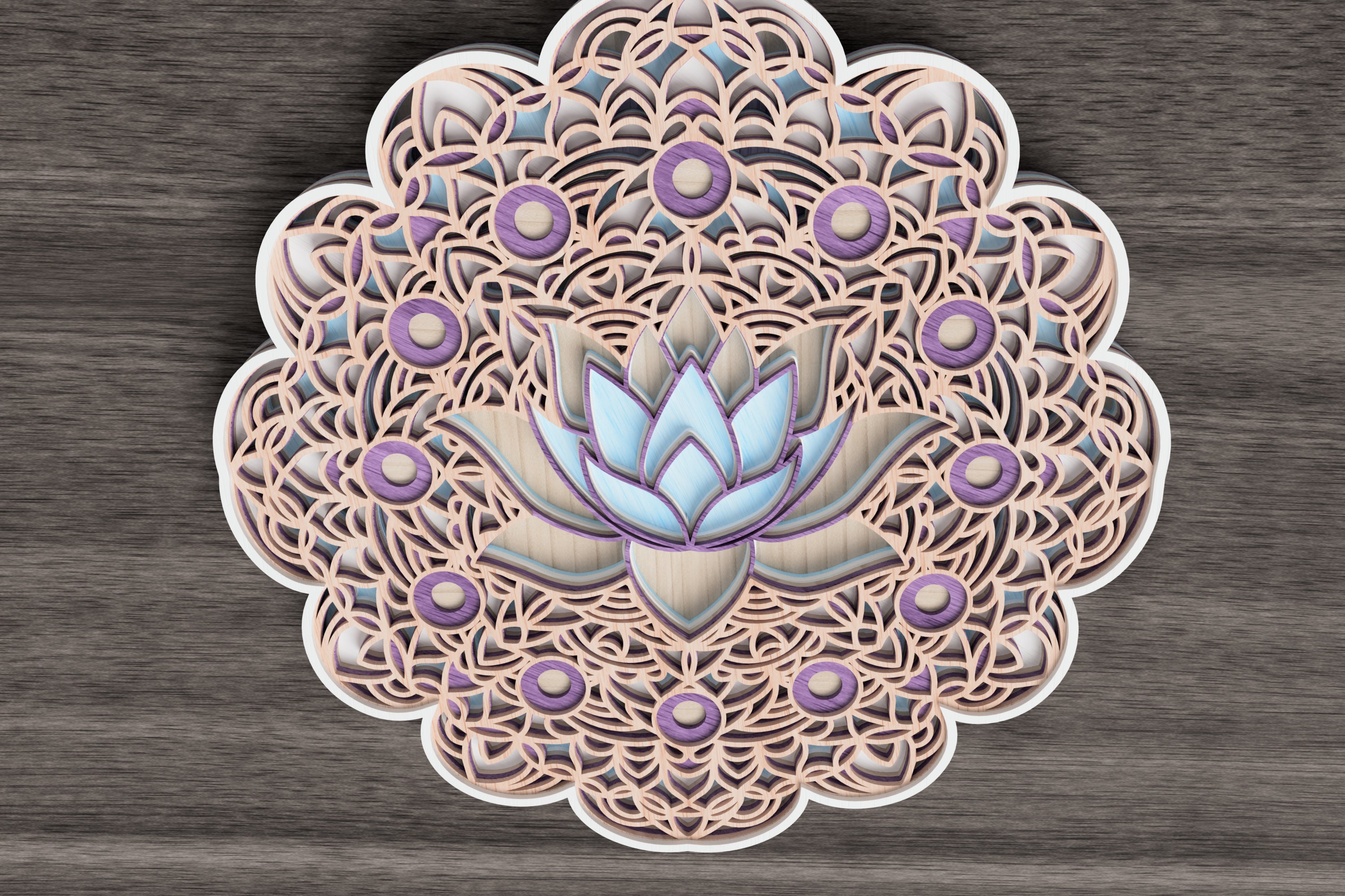 Lotus mandala laser cut file layered svg vector design dxf | Etsy