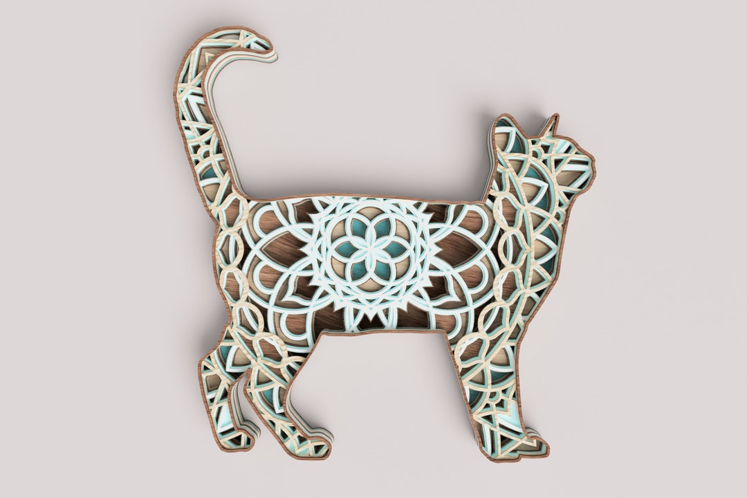 Cat Laser Cut File, Layered Svg, Vector Design, Dxf File for Laser ...