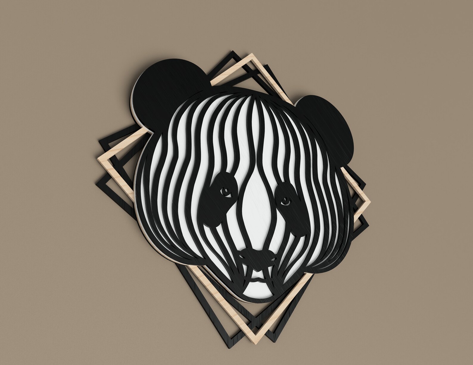 Panda laser cut file layered svg vector design dxf file for | Etsy