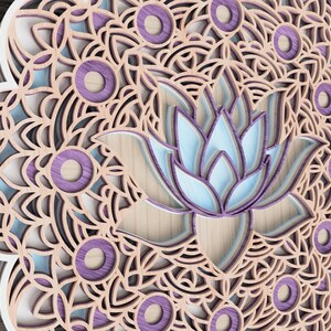 Lotus mandala laser cut file layered svg vector design dxf | Etsy
