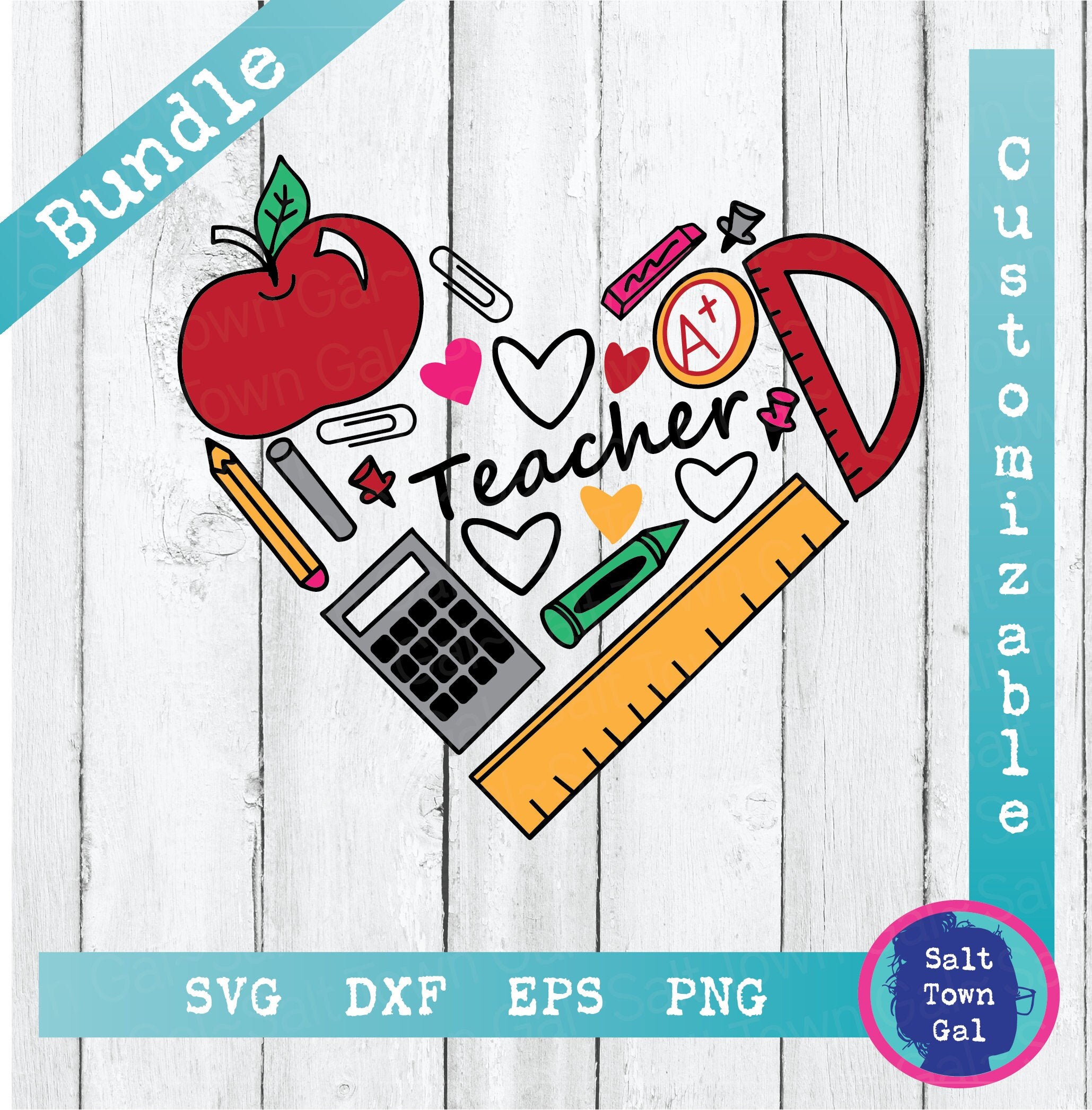 Teacher Heart Svg-Teacher Heart Icon Svg-Teacher Bundle | Etsy