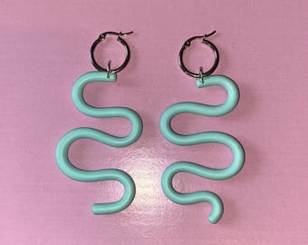 handmade squiggle abstract retro earrings