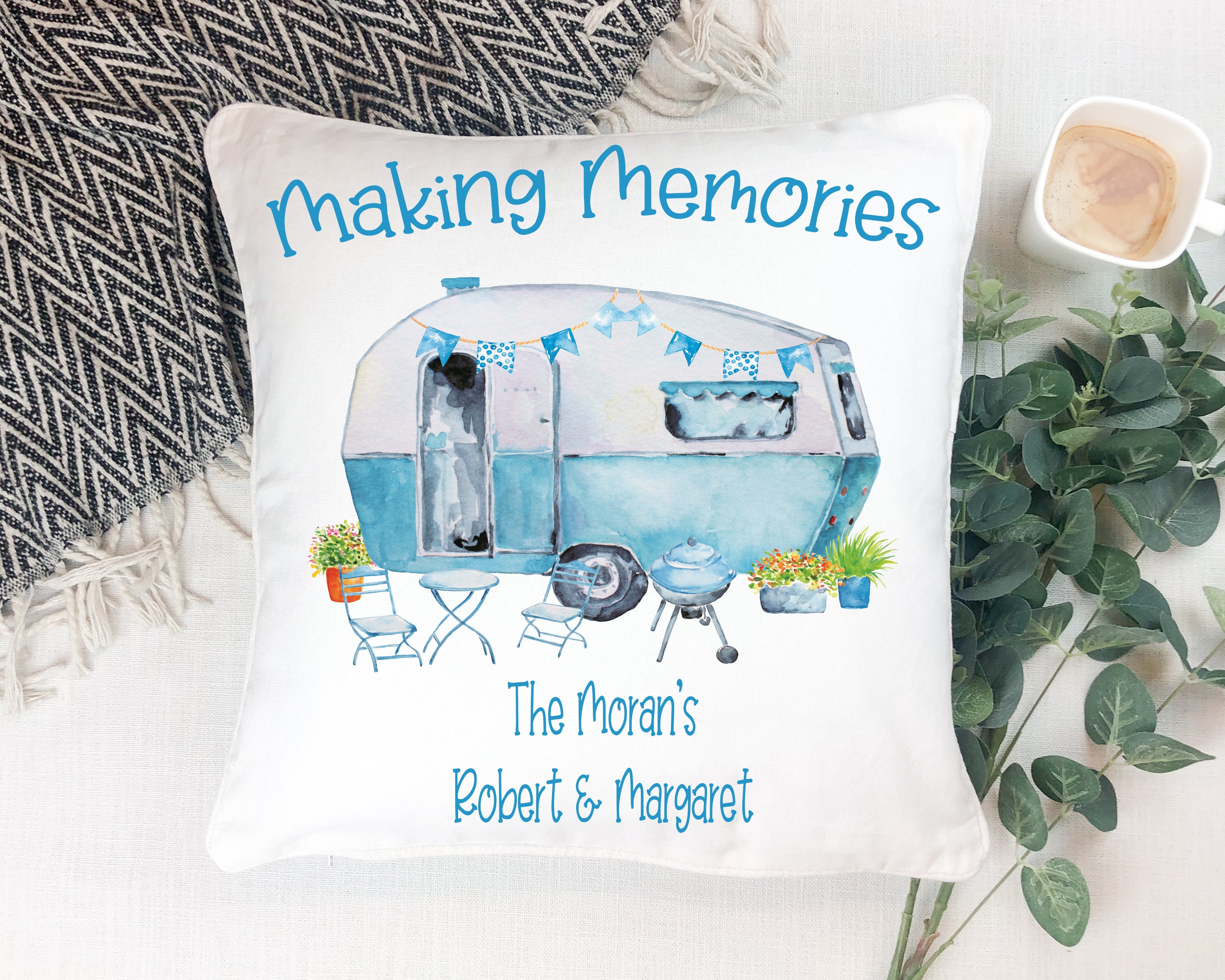 Personalised Caravan Making Memories Cushion Super Soft Etsy UK