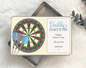 Personalised Darts Storage Tin, Fathers Day, Gifts for Him.