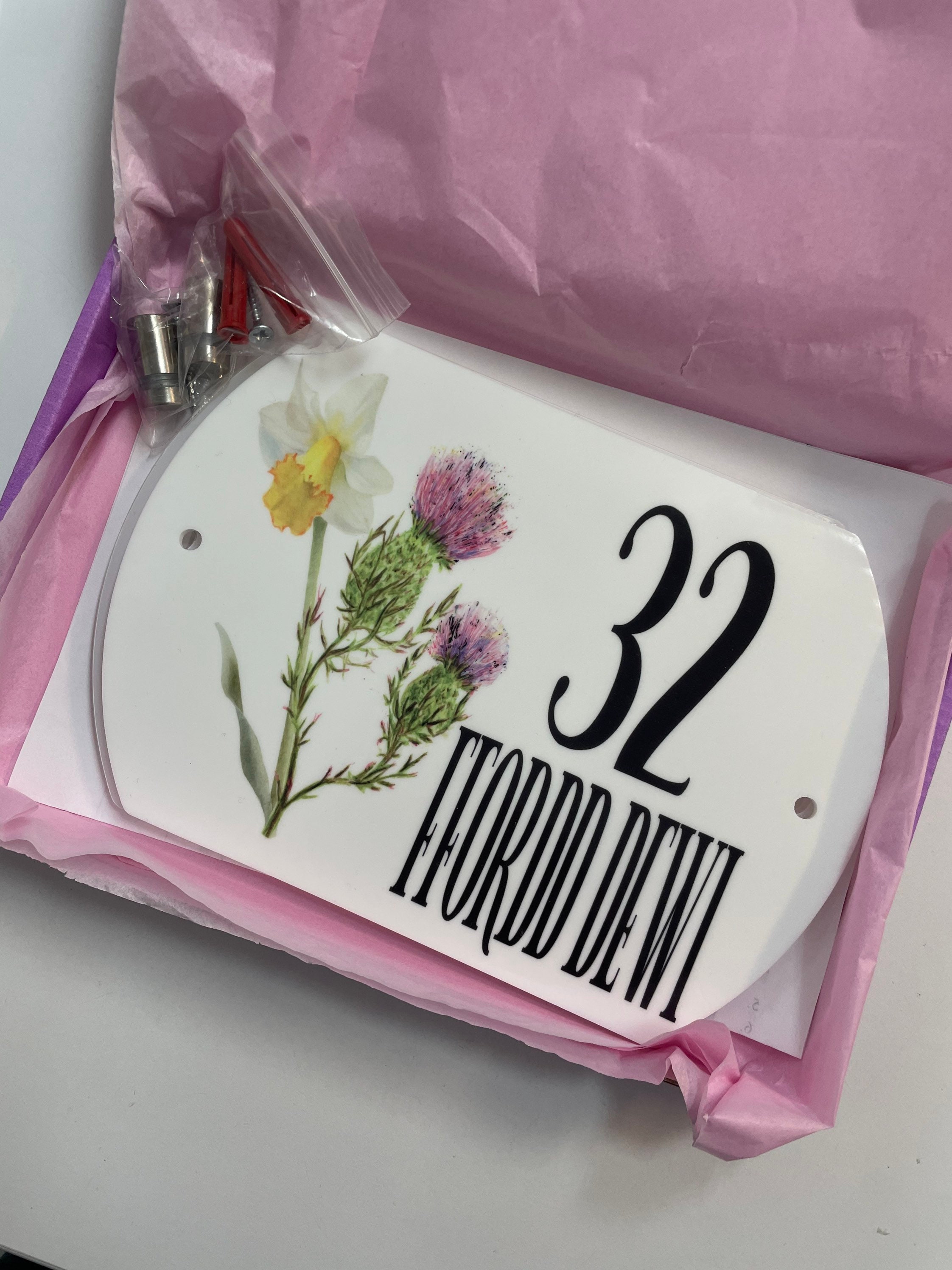 Personalised Thistle and Daffodil House Sign. House Door Etsy UK