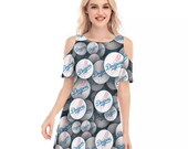 Los Angeles Dodgers Women 39 s Cold Shoulder O-neck Dress