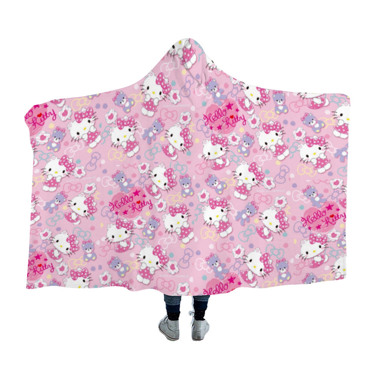 Hello Kitty Fleece Hooded Blanket Etsy