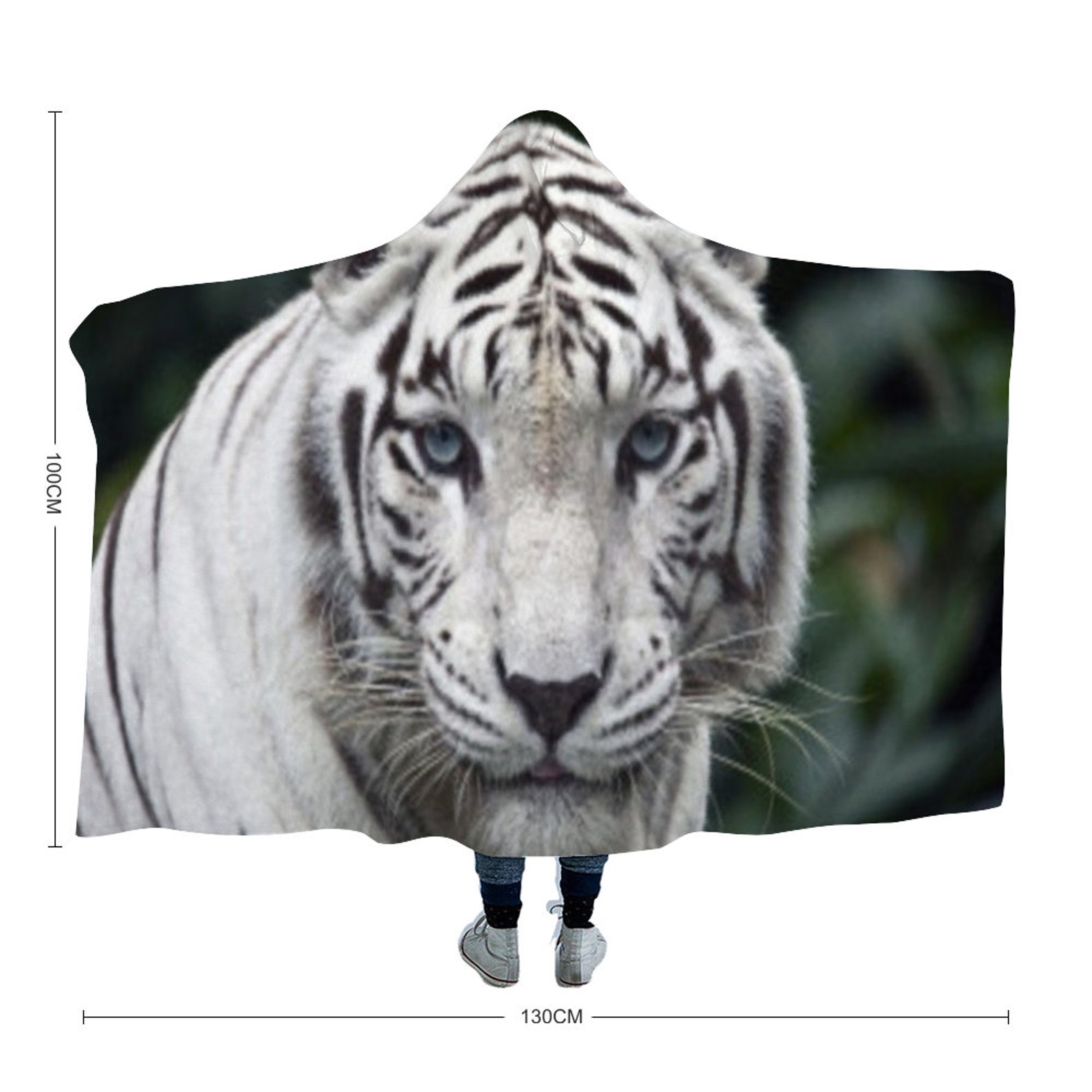 White Tiger Cloak Hooded Blanket Etsy