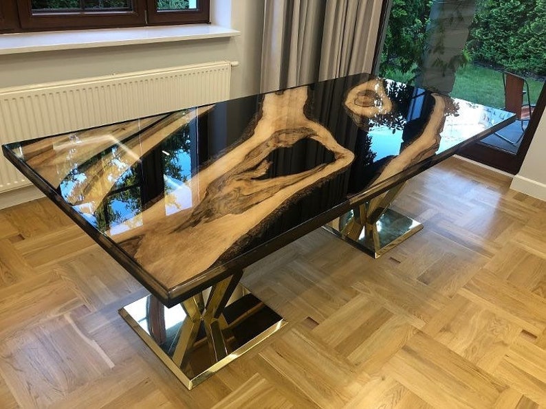 Black epoxy live edge table