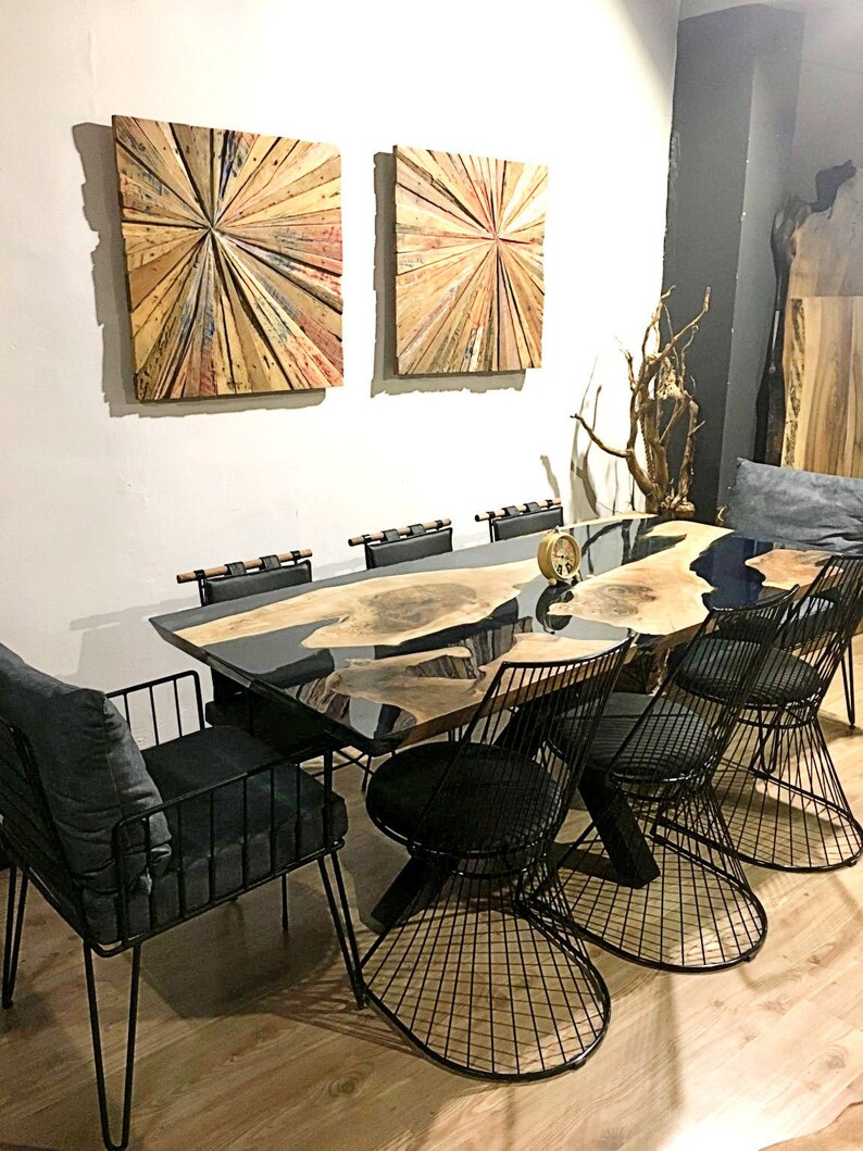 Epoxy table, black epoxy table, walnut table, live edge table, Custom Order, black resin river table