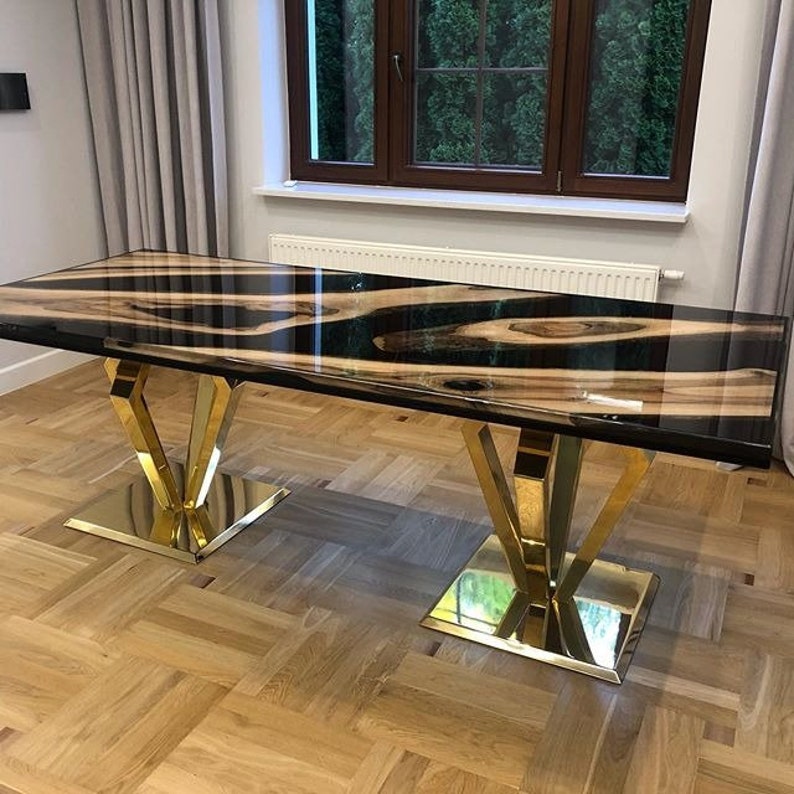 Black epoxy live edge table