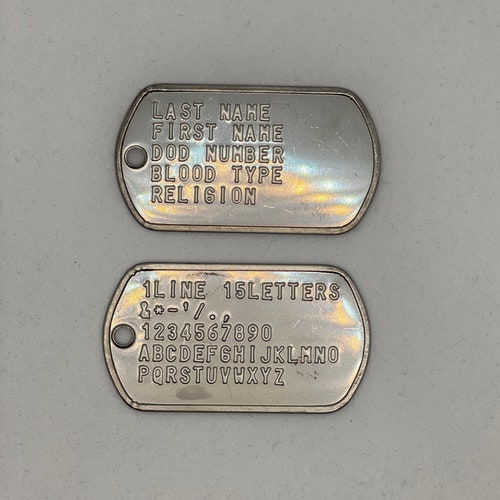 Dog Tags / Military Stainless Steel / Personalized Custom / 1 Etsy