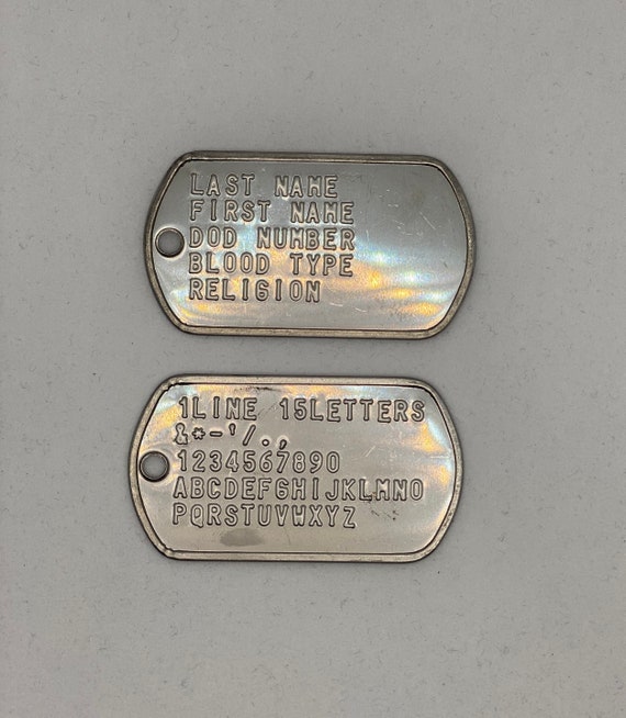 US Military Dog Tags in Stainless Steel