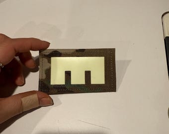 Laser cut Sideways E patch / Laser Cut / 2 inch X 3.5 inch / one order come one patch / with Hook back