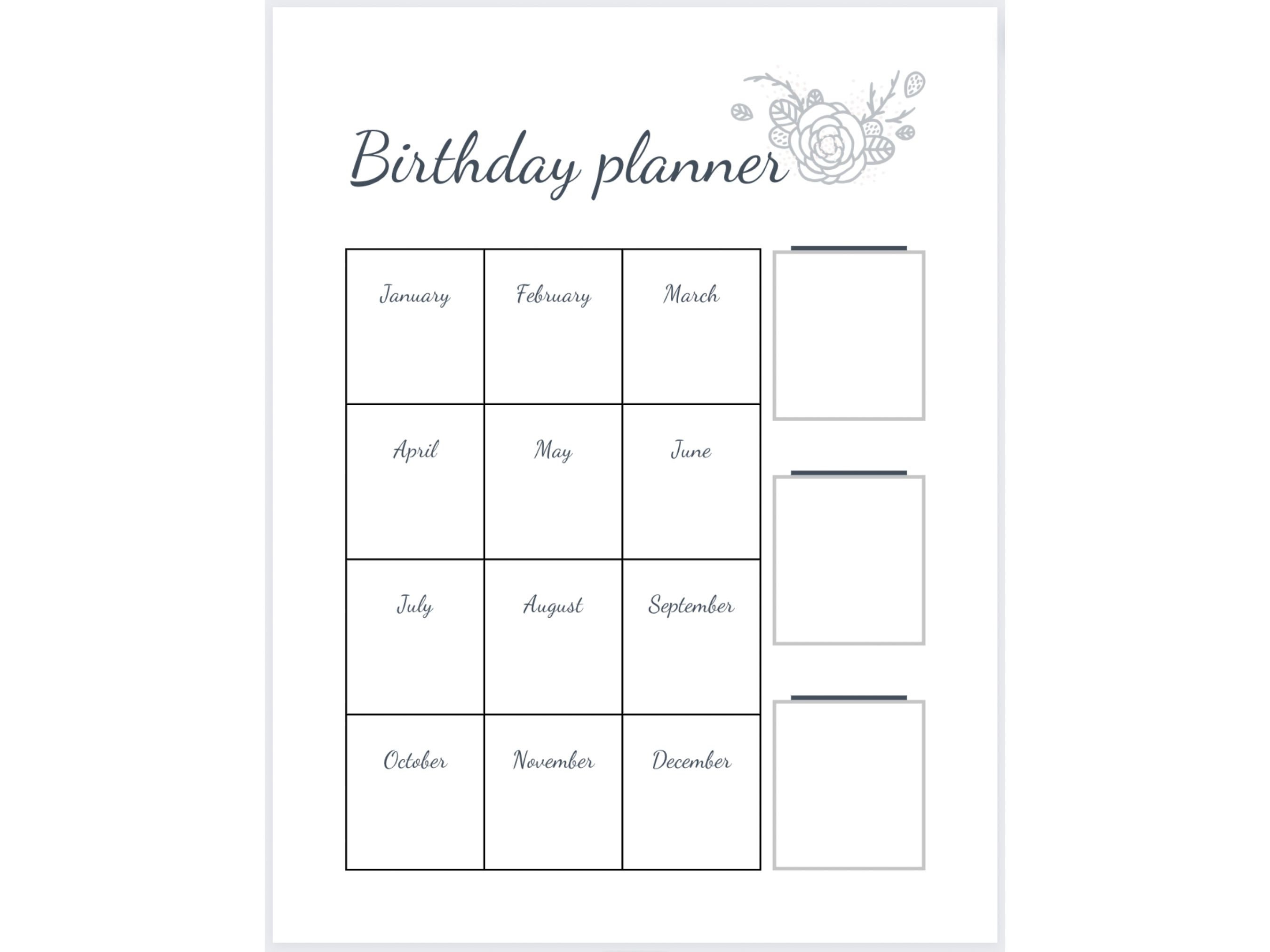 Birthday Planner Printable - Etsy